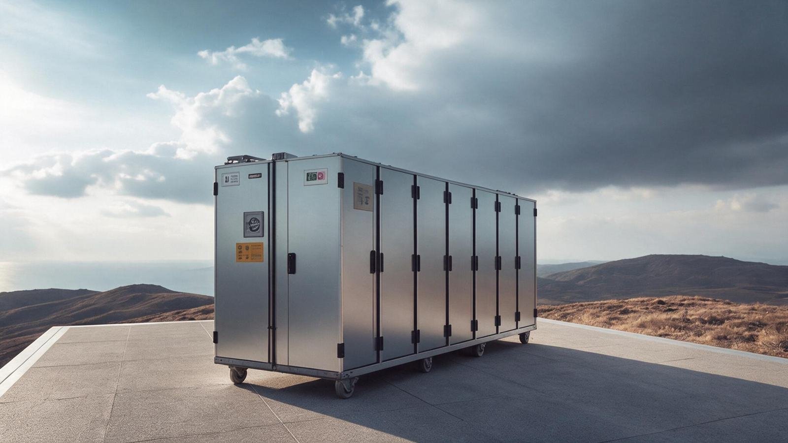 Containerised battery storage on a plateau above the Campanian coast